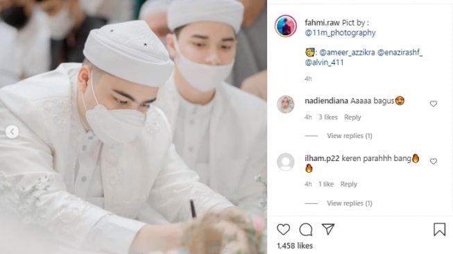 Potret pernikahan adik Alvin Faiz, Muhammad Ameer Azzikra. [Instagram]