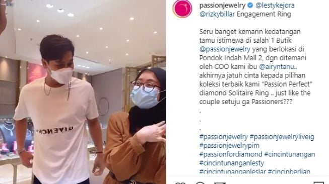 Momen Lesti Kejora dan Rizky Billar cari cincin lamaran. [Instagram/lestybillarteam]