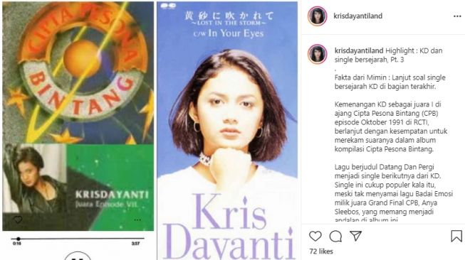 Potret lawas Krisdayanti. [Instagram/krisdayantiland]