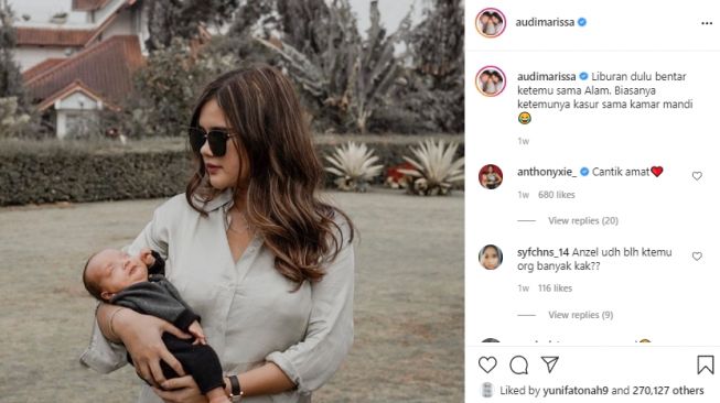 Potret Audi Marissa usai melahirkan. [Instagram/audimarissa]