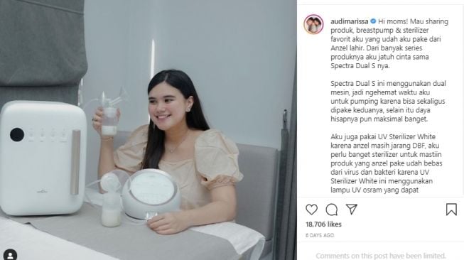 Potret Audi Marissa usai melahirkan. [Instagram/audimarissa]