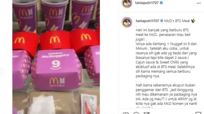 Seleb ikut beli BTS Meal [Instagram]