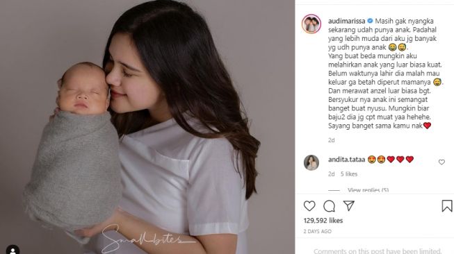 Potret Audi Marissa usai melahirkan. [Instagram/audimarissa]