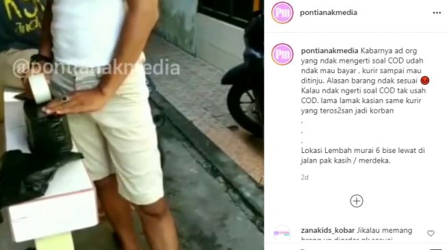 Pembeli semprot kurir COD, diduga di Pontianak. (Instagram/@pontianakmedia)