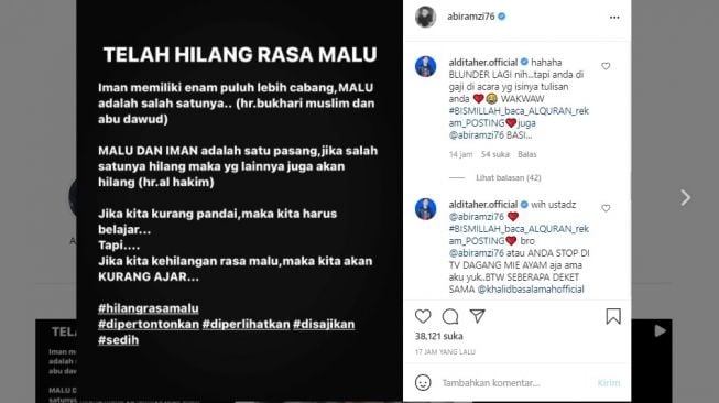 Postingan Ramzi. [Instagram/@abiramzi76]