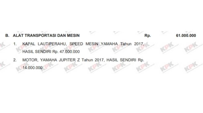 Total koleksi kendaraan Wakil Bupati Sangihe, Sulawesi Utara yang meninggal dunia di pesawat (LHKPN)