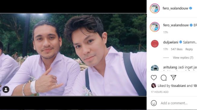 Gaya artis di acara lamaran Lesti Kejora dan Rizky Billar. [Instagram]