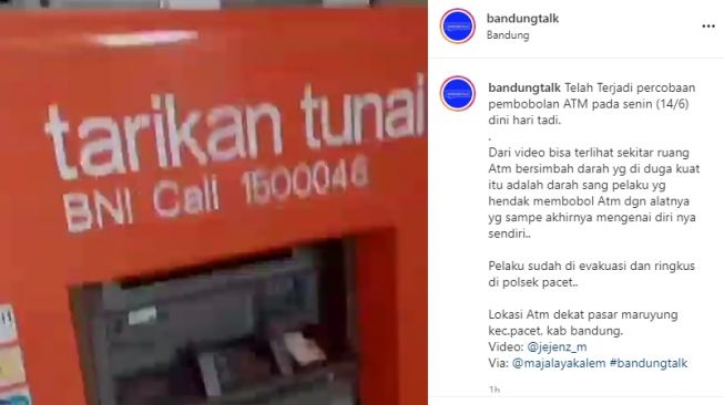 Pembobol ATM Bersimbah Darah Terkena Senjatanya Sendiri, Netizen: Weapon Eat Master