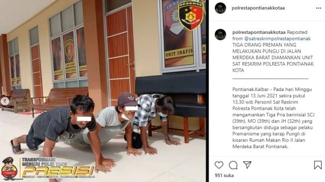 Preman pungli di Pontianak ditangkap. (Instagram/@polrestapontianakkota)