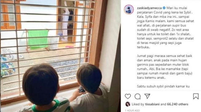 Zaskia Adya Mecca mengabarkan bahwa anaknya positif Covid-19. (Instagram/zaskiadyamecca)