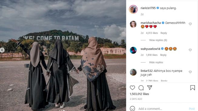 Momen Ria Ricis pulang ke Batam [Instagram]