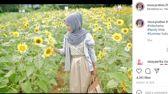 Potret Nova Pratiwi kakak Rizky Billar yang tinggal di Jepang. [Instagram]