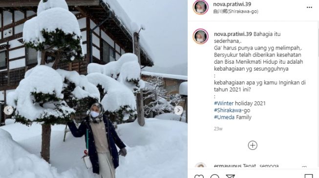 Potret Nova Pratiwi kakak Rizky Billar yang tinggal di Jepang. [Instagram]