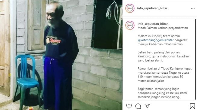 Warganet Galang Donasi Bantu Mbah Paiman, Viral Pemulung Korban Penjambretan di Blitar