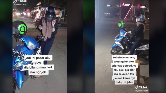 Viral Ikut Pacar Jadi Driver Ojol, Panen Pujian Warganet (tiktok.com/@yodimoresta)