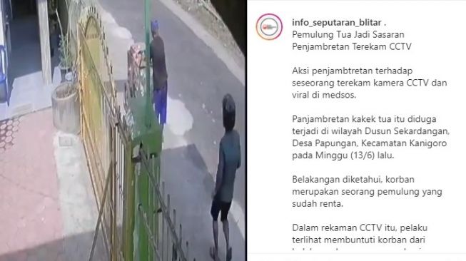 Viral Kakek Pemulung di Blitar Jadi Korban Jambret, Warganet ke Pelaku: Gak Ada Otak!