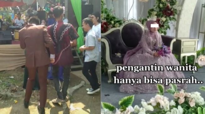 Pengantin Pria Ikut Goyang Bareng Biduan, Ekspresi Istri Disorot Bak Cuma Bisa Pasrah