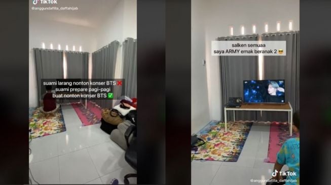 Viral Suami Bantu Istri Persiapan Nonton Konser BTS (tiktok.com/@anggundafilla_daffahijab)