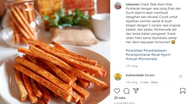 Kuliner khas Sintang, Talas Asen. (Instagram/@talasasen)