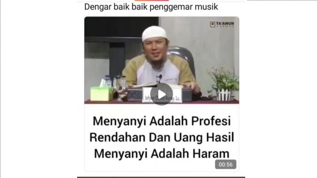 Viral Video Ustaz Sofyan Chalid Ruray Sebut Profesi Penyanyi adalah Haram