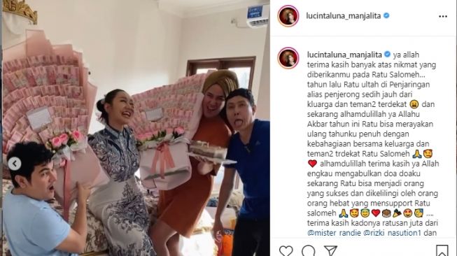 Momen ultah Lucinta Luna. [Instagram/lucintaluna_manjalita]