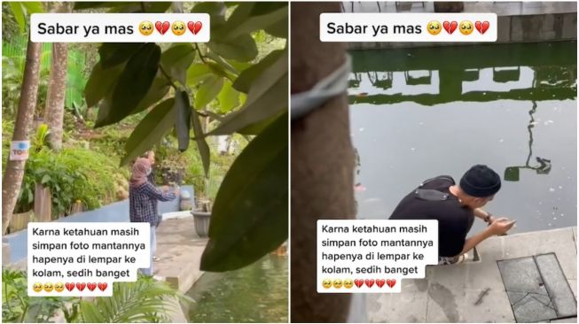 Ketahuan Simpan Foto Mantan, HP Pria Langsung Dilempar Ke Kolam (TikTok)