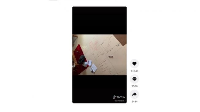 Aksi guru demi muridnya yang rela menggambar lantai demi materi pelajaran. [TikTok]