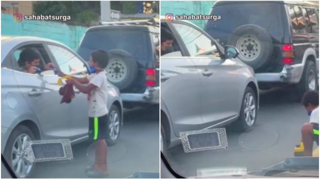 Menyentuh! Anak Jalanan Main Bareng Bocah dari Dalam Mobil, Orang Tuanya Tuai Pujian