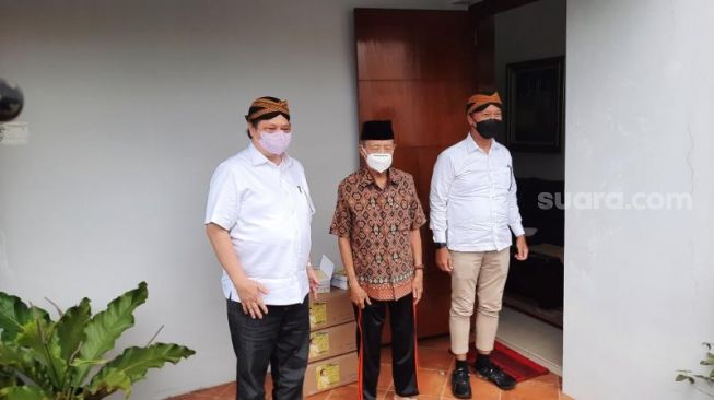 Airlangga dan Agus Gumiwang Kunjungi Buya Syafii Maarif di Sleman, Ini yang Dibahas