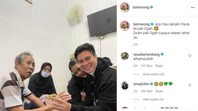 Postingan Baim Wong jenguk Pak Ogah. (Instagram/baimwong)