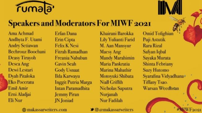 Daftar pembicara di Makassar International Writers Festival (MIWF) 2021 / [SuaraSulsel.id / MIWF 2021]