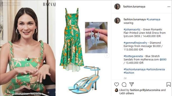 Outfit Luna Maya saat wawancara majalah. (Instagram/@fashion.lunamaya)