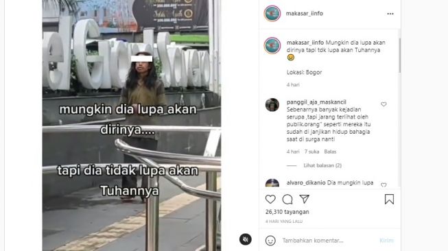 Aksi ODGJ ingat sholat jadi viral. [Instagram]