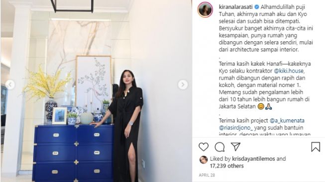 Potret rumah Kirana Larasati. [Instagram]