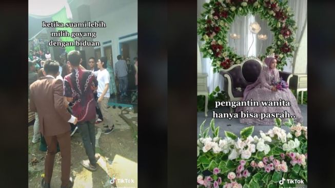 Viral Suami Asyik dengan Biduan, Pengantin Wanita Pasrah (tiktok.com/@ambutresna)