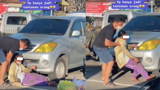 Viral ibu tergeletak lemas di jalan, cuma jadi tontonan orang (TikTok).