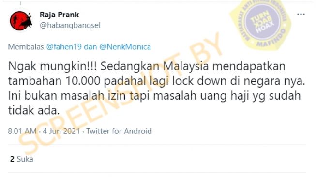 Benarkah RI Batal Haji Karena Kuota Haji Malaysia Ditambah 10 Ribu? (Turnbackhoax.id)