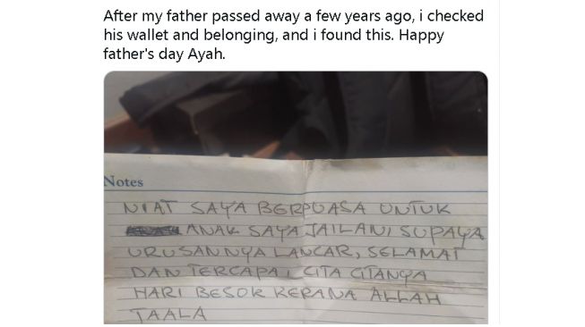 Tulisan dalam secarik kertas (twitter)