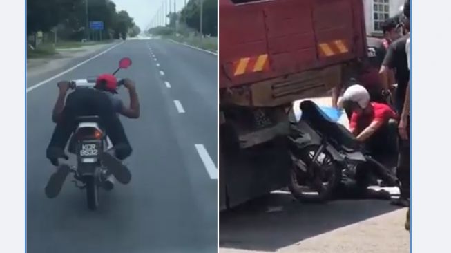 Bergaya Ala Superman saat di Jalan, Ending Pemotor Bikin Nyesek