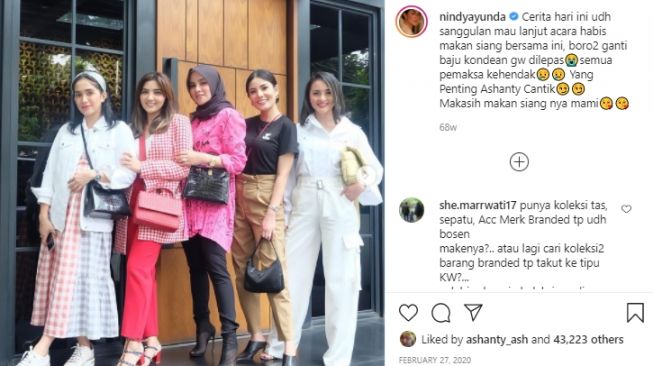 Potret keakraban Olla Ramlan dan Nindy Ayunda [Instagram]