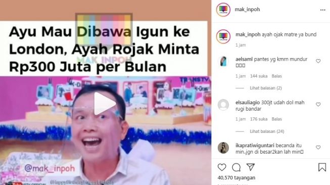 Unggahan soal ayah Ayu Ting Ting, Abdul Rozak [Instagram/@mak_inpoh]