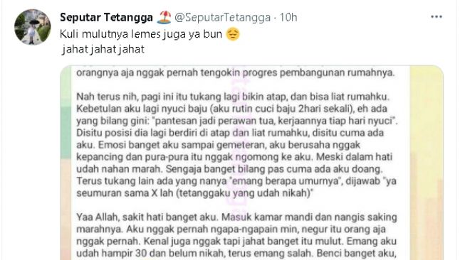 Wanita curhat dikatai perawan tua (twitter)