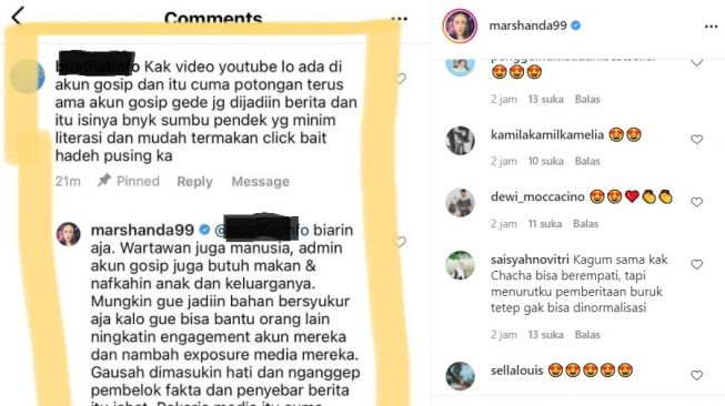 Marshanda tanggapi videonya yang disebar akun gosip. [capture Instagram]