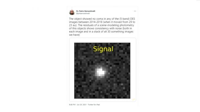 Komet 2014 UN271. [Twitter]
