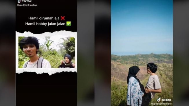 Viral Pasangan Hobi Jalan-Jalan Meski Istri Hamil Besar (tiktok.com/@xpeditiontravelove)