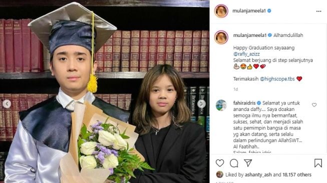 Momen kelulusan Rafly Aziz anak Mulan Jameela. [Instagram]