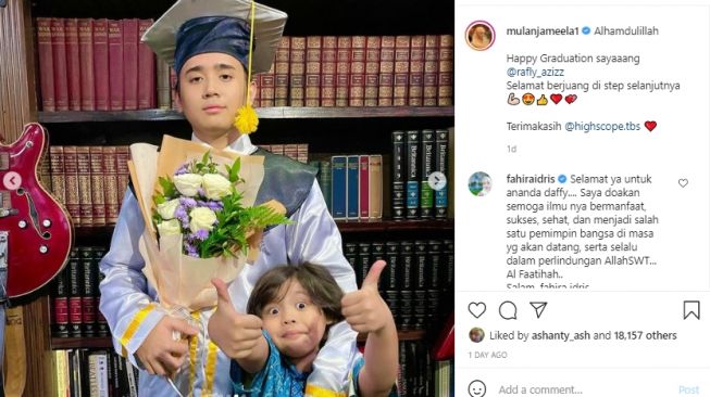 Momen kelulusan Rafly Aziz anak Mulan Jameela. [Instagram]