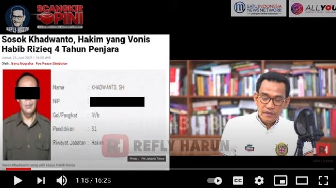 Refly Harun bicara soal hakim yang vonis HRS 4 tahun (youtube) 