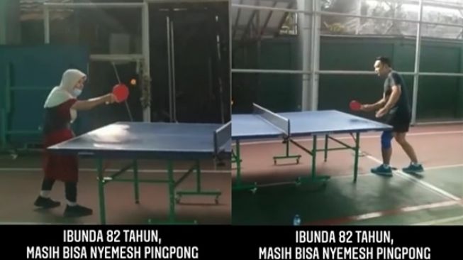 Empowering! Ridwan Kamil Duel Pingpong Lawan Ibunda yang Berusia 82 Tahun