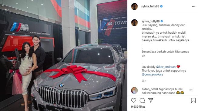 Sylvia Fully dapat hadiah mobil mewah saat hamil. [Instagram/sylvia_fully88]